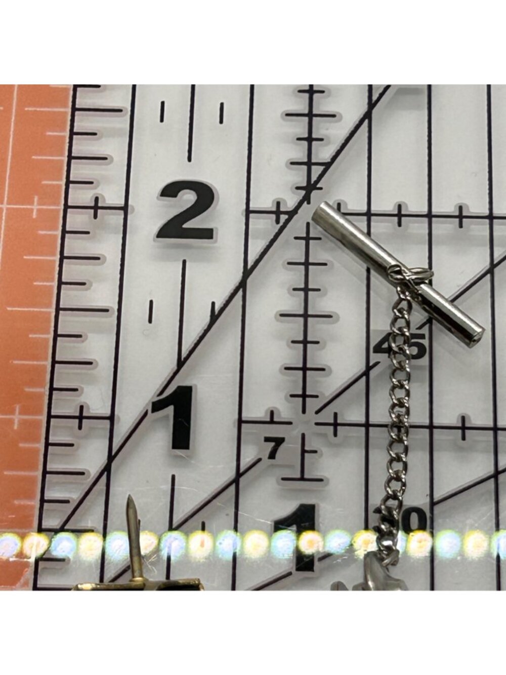 Vintage Anson Black Acrylic Abstract Wrap Mens Tie Tack Chain Original Box READ - Picture 8 of 8